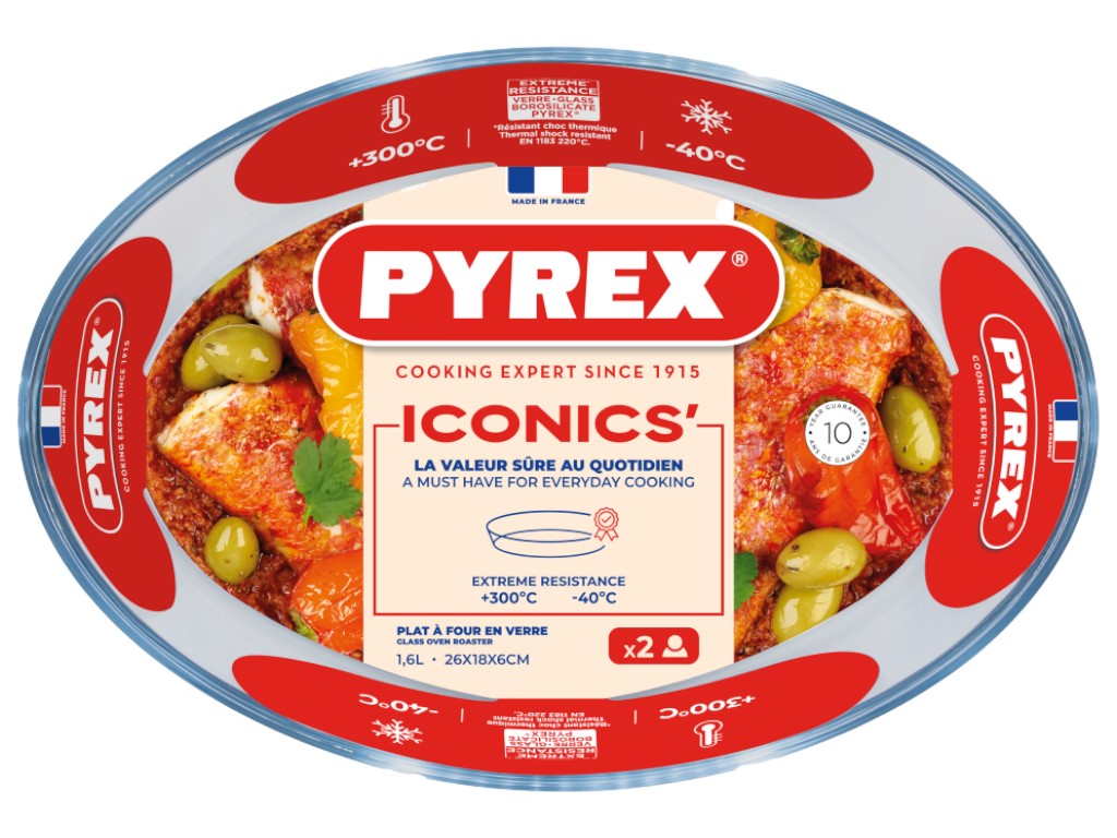 Форма для запікання Pyrex Essentials, овальна, боросилікатне скло, 1,6л, 26х18х6 см