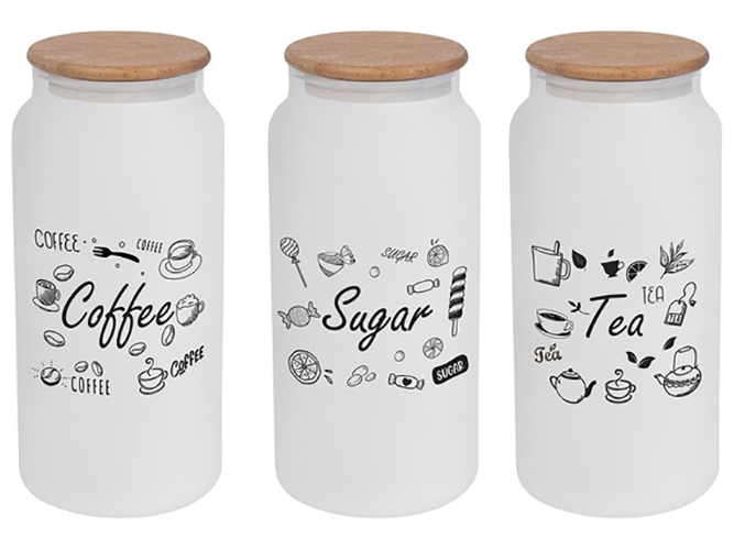 Банка Herevin Ice Colour Tea-Coffee-Sugar з дерев.кришкою, 1,4л, 8690069399676