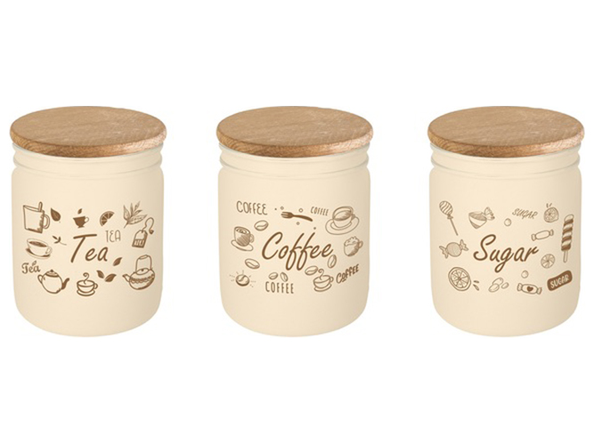 Банка Herevin Matte Beige Mix, с деревянной крышкой, 450мл, 8699038098350