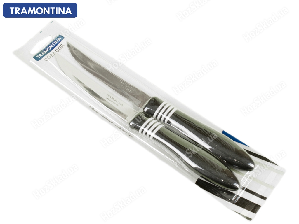 Нож Tramontina Cor&cor набор из 2х ножей для стейка с черной ручкой 12,7см 09391