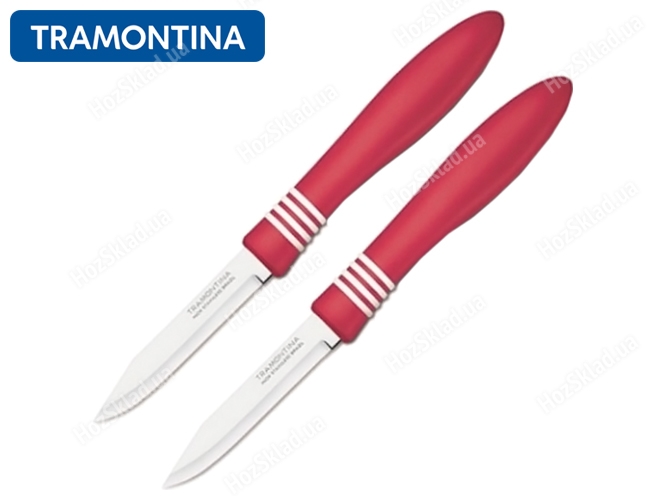 Набор ножей для овощей Tramontina Cor&Cor, с красной ручкой, 76мм (цена за набор 2шт) 72609
