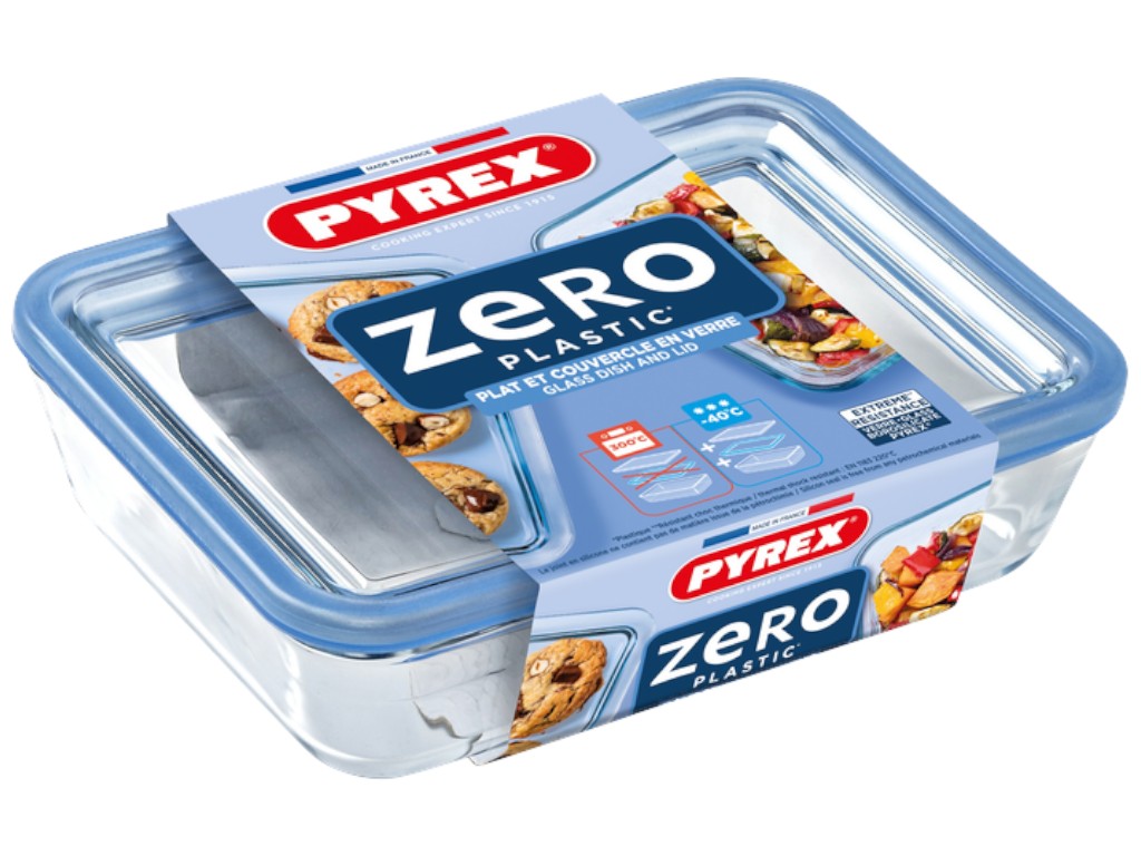 Форма с крышкой Pyrex Pure Glass, прямоугольная, боросиликатное стекло, 800мл, 19×14×5см