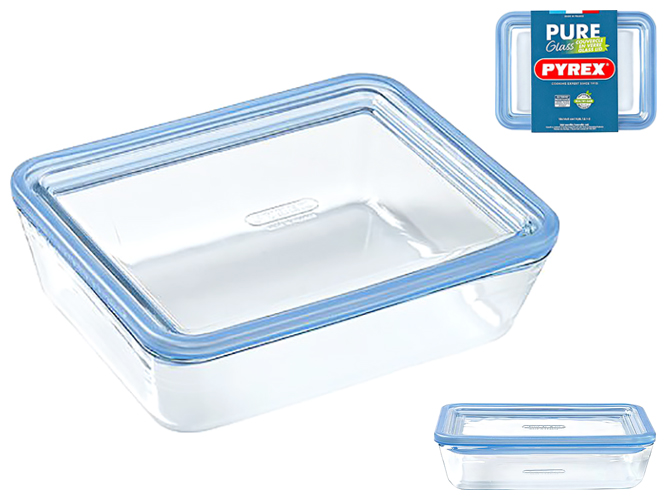 Форма Pyrex Pure Glass, 19x14x5см, з кришкою, прямокутна, 0,8л, 3426470290999