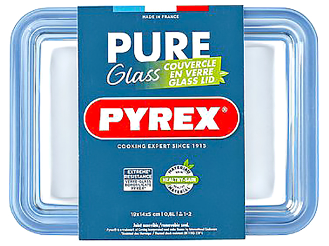 Форма Pyrex Pure Glass, 19x14x5см, з кришкою, прямокутна, 0,8л, 3426470290999