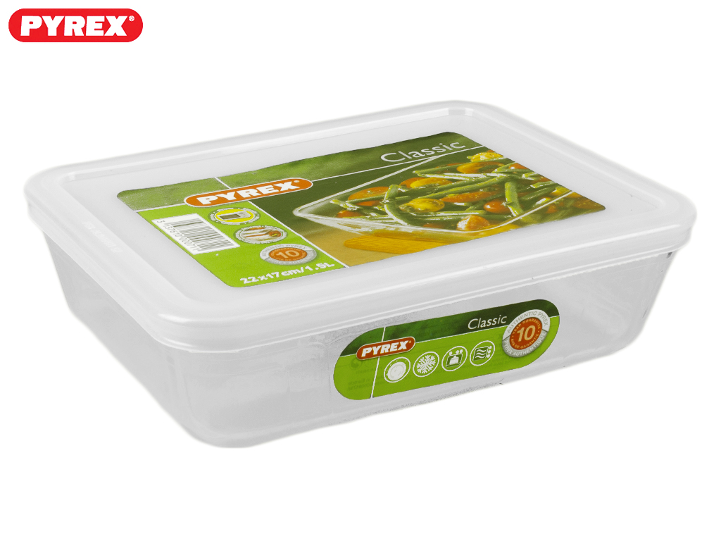 Противень термостекло Pyrex прямоугольный с крышкой 22x17см 1.5л 00711