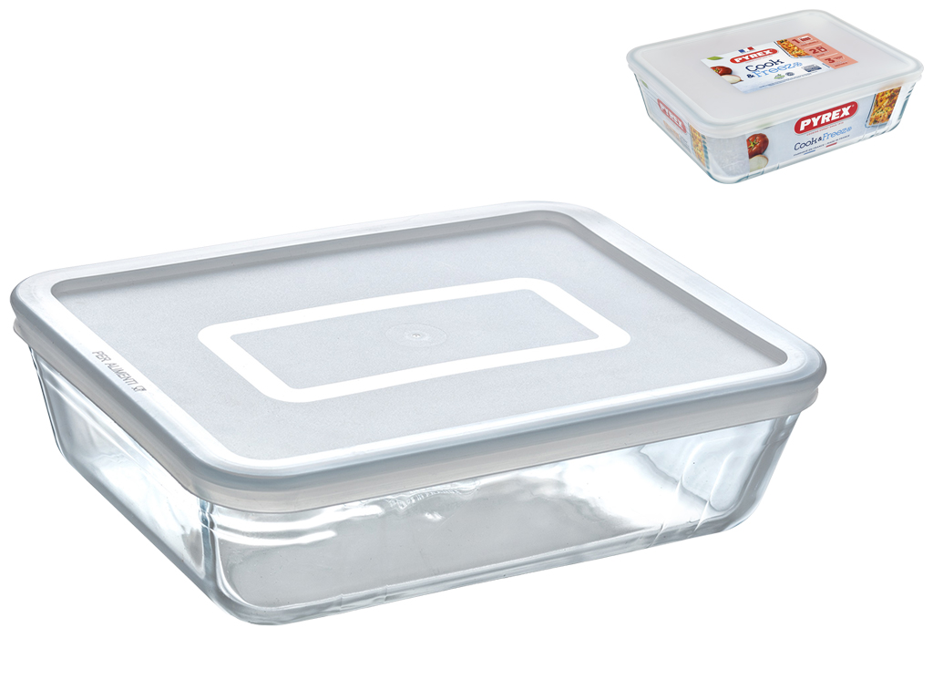 Форма скляна Pyrex Cook&Freez, прямокутна, з кришкою, 24х19х8см, 2,6л, 3137610000728