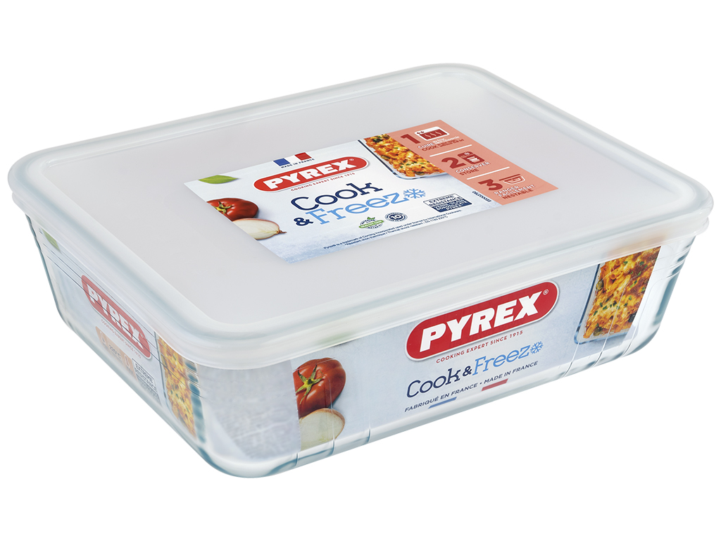 Форма скляна Pyrex Cook&Freez, прямокутна, з кришкою, 24х19х8см, 2,6л, 3137610000728