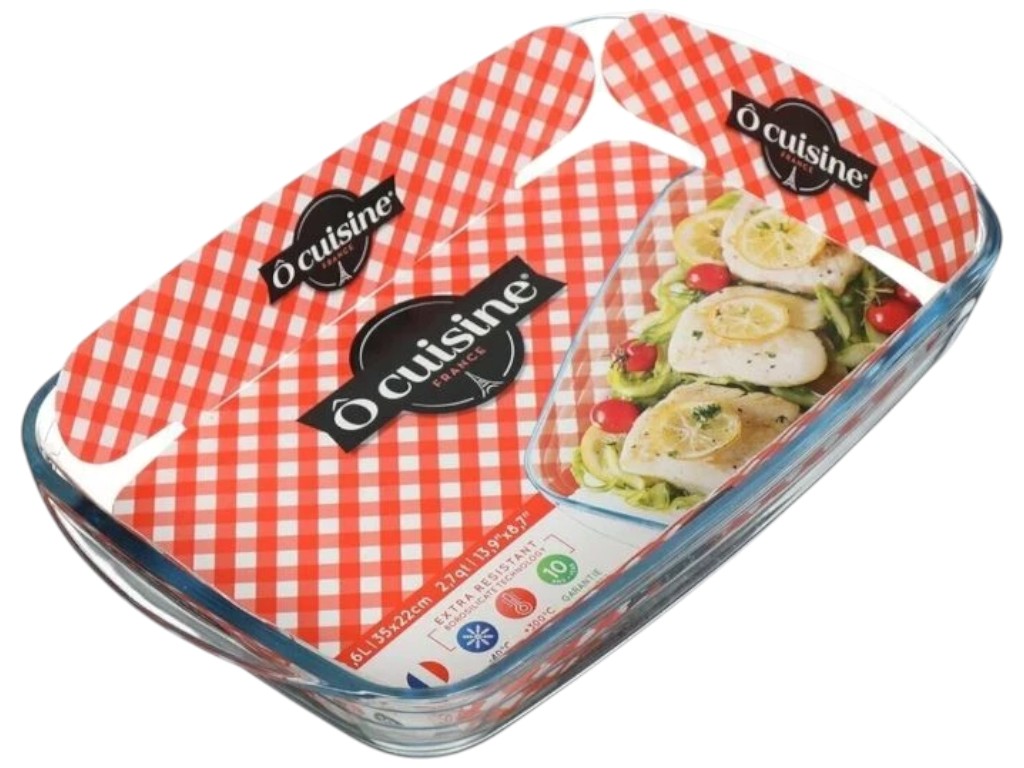 Форма для запекания O Cuisine, прямоугольная, боросиликатное стекло, 2,6л, 35×22см, цвет прозрачный
