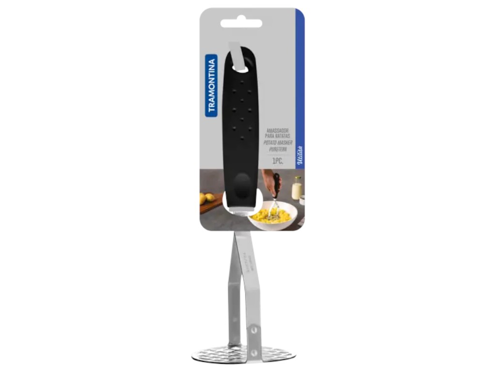 Картофлемялка Tramontina Utilita, нержавеющая сталь, ручка полипропилен, цвет черный