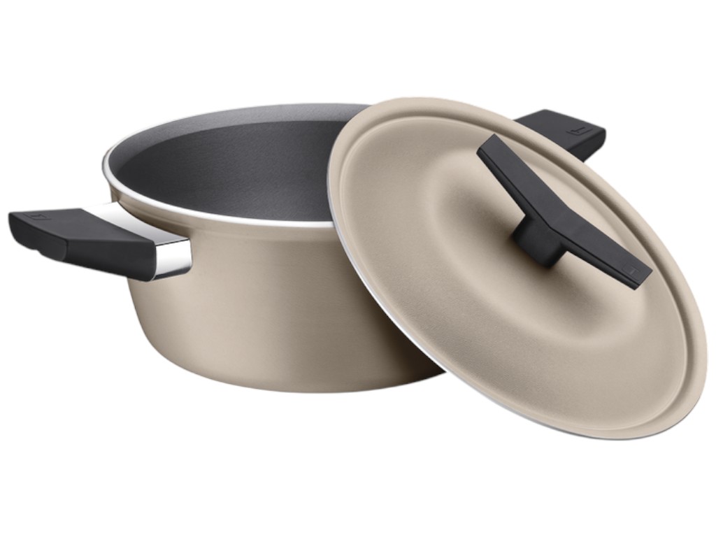 Кастрюля с крышкой Tramontina Spezia Sand, с крышкой, алюминий, 2,4л, 20см, цвет песочный