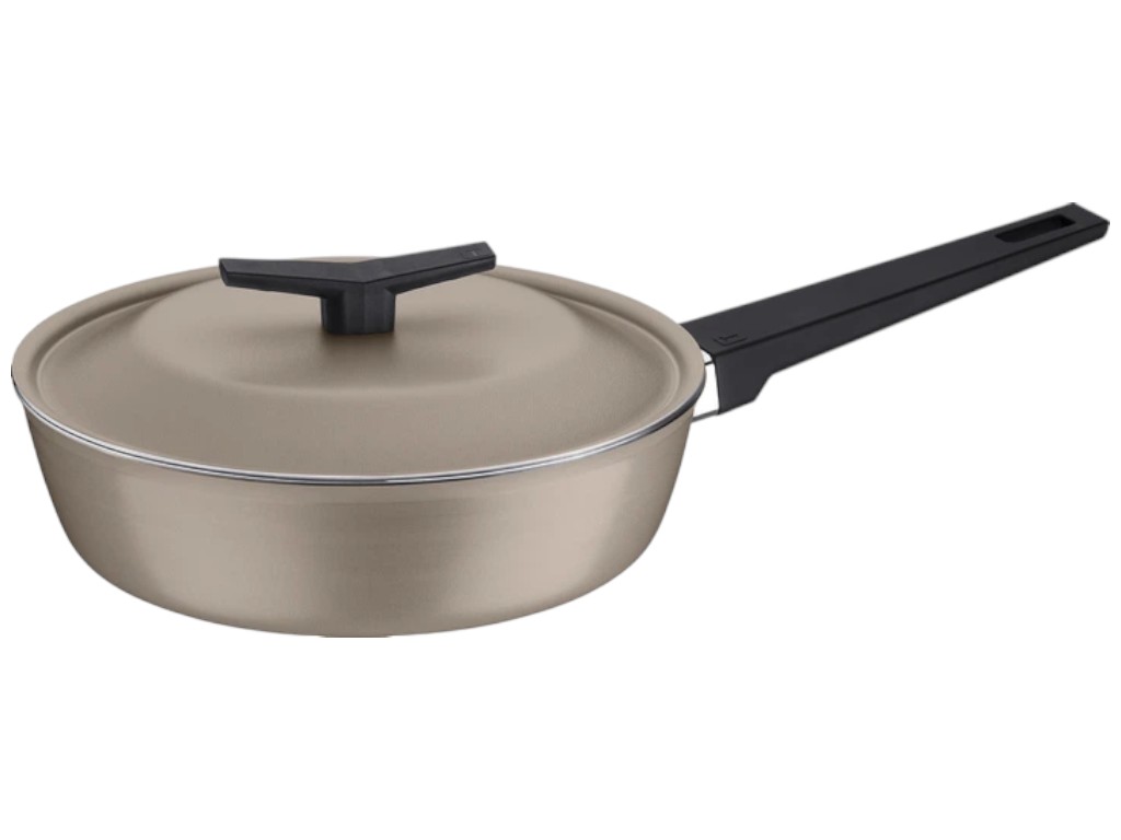 Сковорода глубокая Tramontina Spezia, с крышкой, алюминий, 2,5л, 24см, цвет песочный