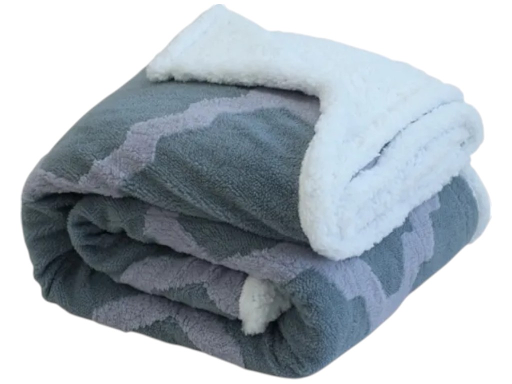 Плед-одеяло Soho Gental, двуслойное, тедди-шерпа, жаккардовая шерпа, 200×220см, цвет голубой