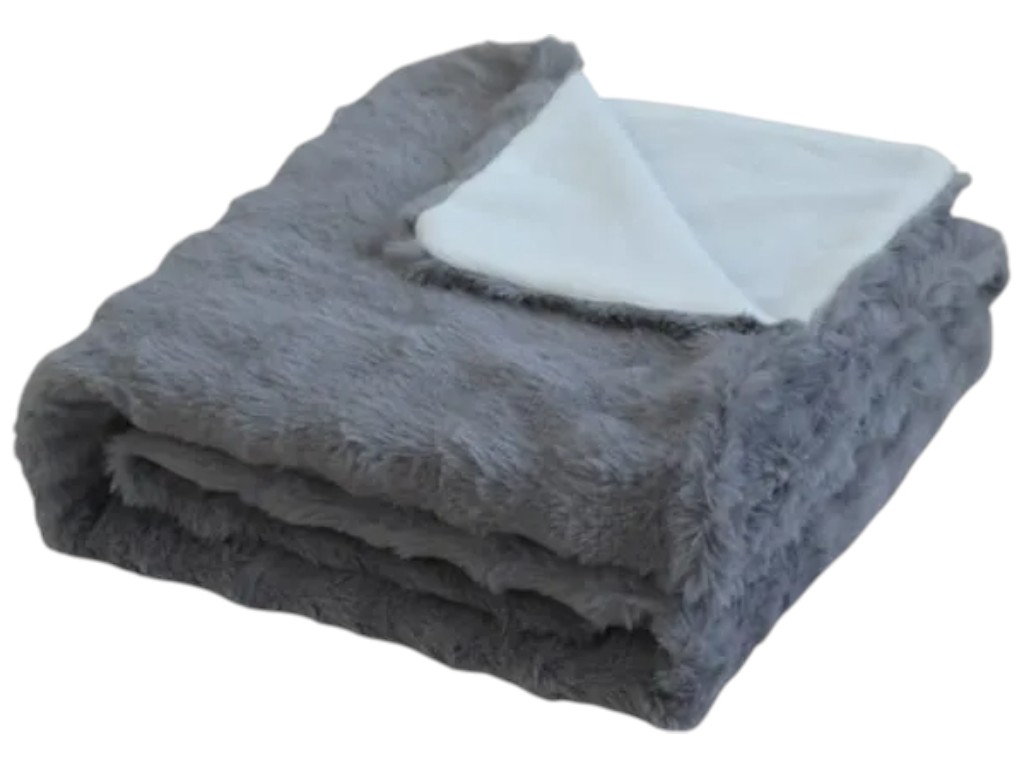 Плед-одеяло Soho Vip Gray, двуслойное, искусственный мех кролика и норки, 200×220см, цвет серый