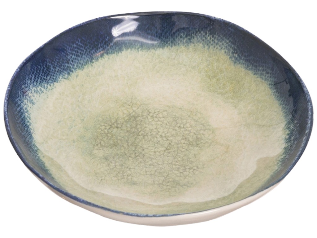 Тарелка суповая Ipec Lago, каменная керамика, 21см, цвет бежево-синий