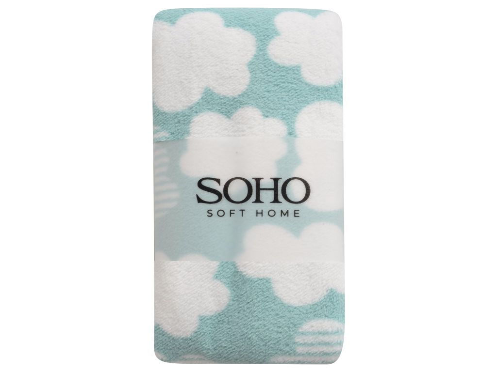 Рушник Soho Baby, 35×75 см, мікрофібра 280 г/м², колір блакитний з хмарами