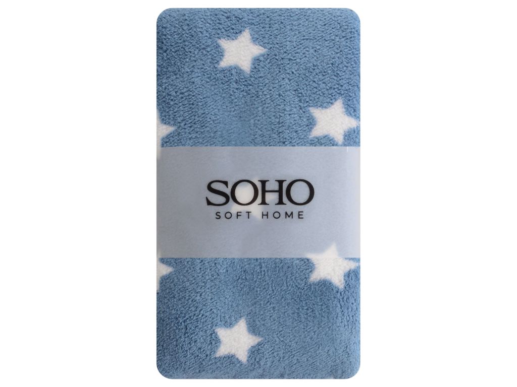 Рушники Soho Star, 35×75 см, мікрофібра 280 г/м², колір блакитний з білими зірками