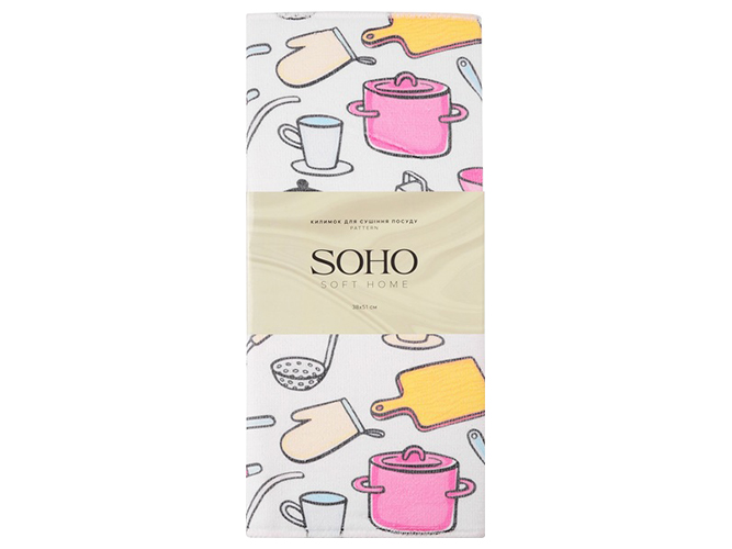 Коврик для сушки посуды Soho Pattern, 38х51см, 6900069704434