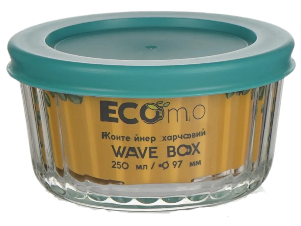 Контейнер Eсomo Wave Box, круглый, боросиликатное стекло, 250мл, 9,7×9,7×5,4см, цвет прозрачный