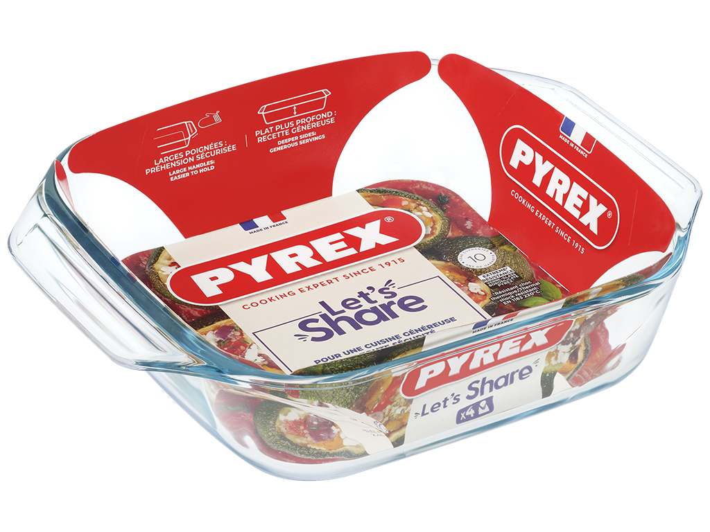 Форма для запекания Pyrex, квадратная, боросиликатное стекло, 29×23×7см, 2,4л