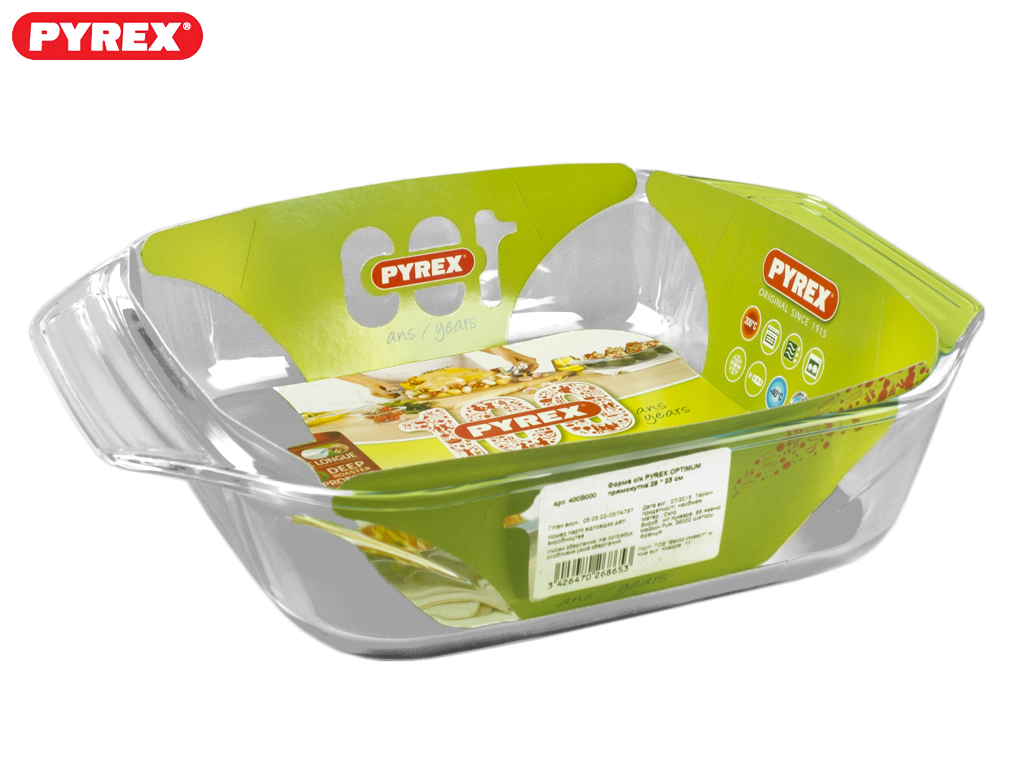 Противень термостекло Pyrex "Optimum" 29x23см 2.3л квадратный 68653/00014