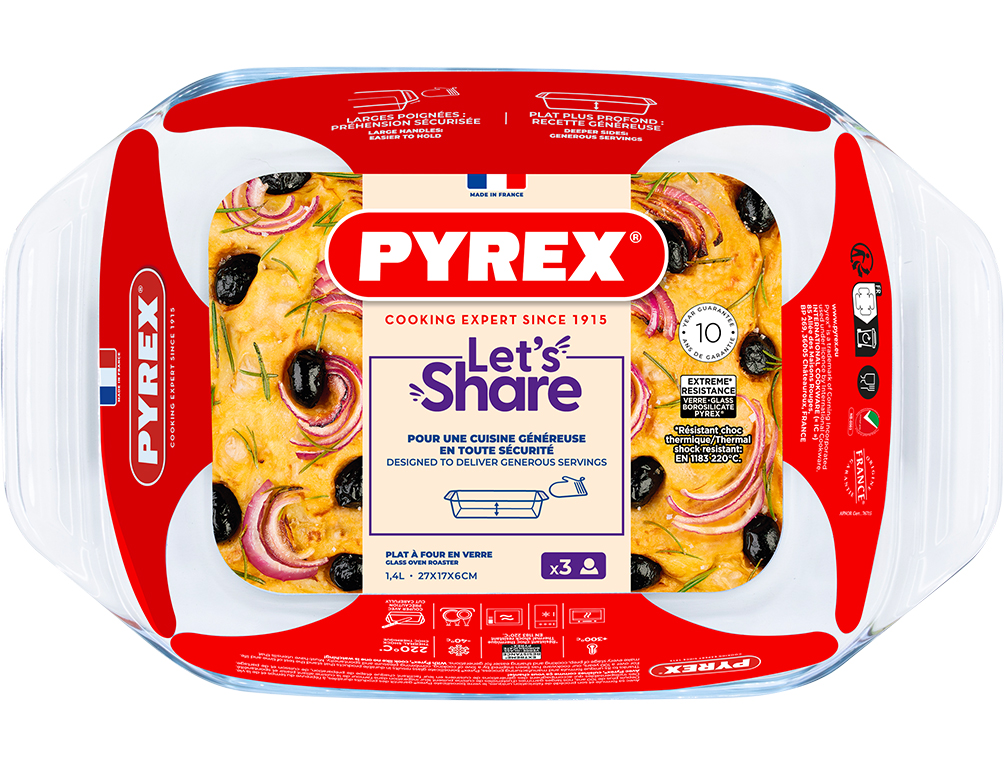 Форма стеклянная Pyrex, прямоугольная, 27х17х6см, 1,4л, 2063287110013