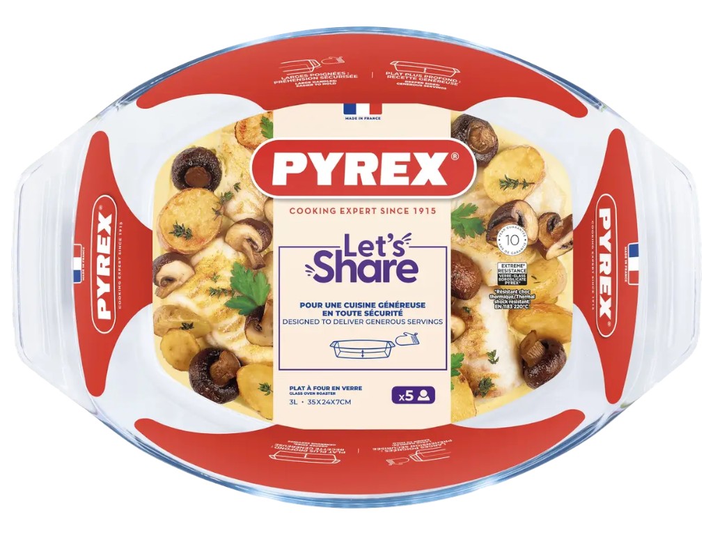 Форма для запікання Pyrex, овальна, 35×24×7 см, 3 л, боросилікатне скло