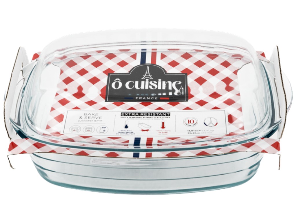 Каструля з кришкою O Cuisine Vidrio, боросилікатне скло, 4,5 л (2,9 + 1,6 л), 33×20×10см