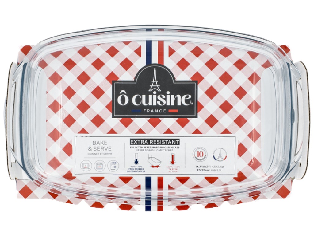 Каструля з кришкою O Cuisine Vidrio, боросилікатне скло, 6,7 л (4,4 л + 2,3 л), 37×22х10см