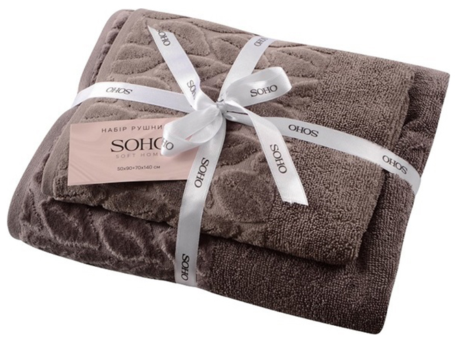 Набор полотенец Soho, 50x90+70x140см, хлопок 100%, Leaves Cappuccino, 8690069271422