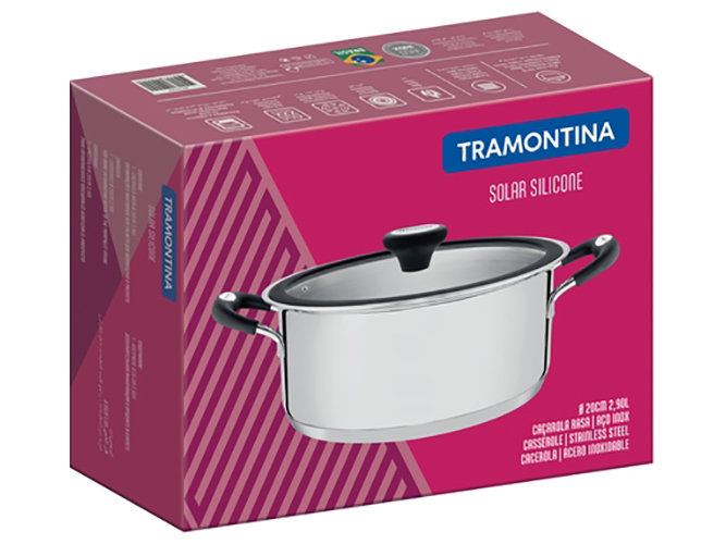Кастрюля широкая Tramontina Solar Silicone, 2,8л, 7891116129241