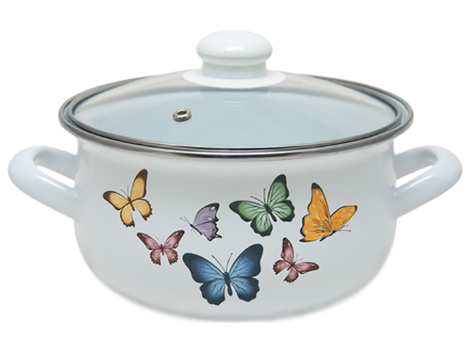 Каструля емальована Infinity Butterflies з кришкою D18см 2,4л 6529092