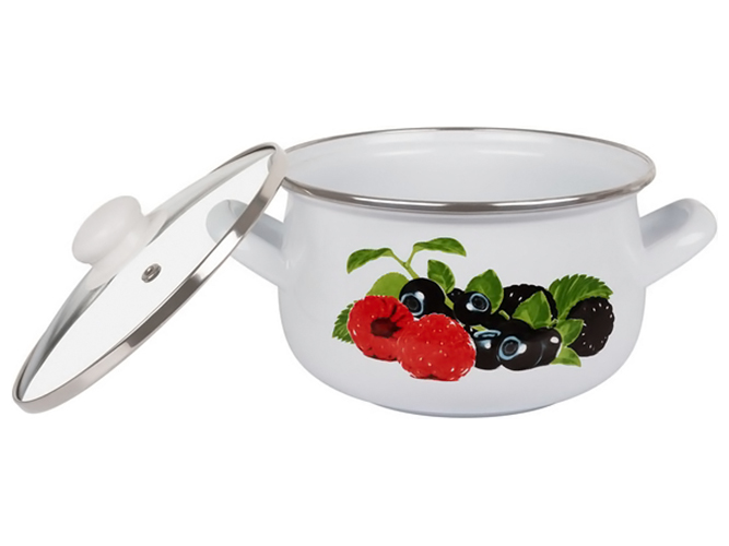 Каструля Idea Home, cкляна кришка, 16см, 1,8л, Berries, 8690068328172