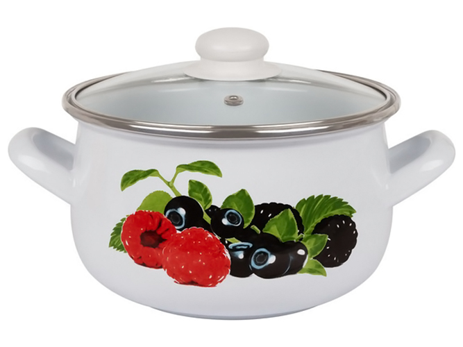 Каструля Idea Home, cкляна кришка, 22см, 4,8л, Berries, 8690068328349
