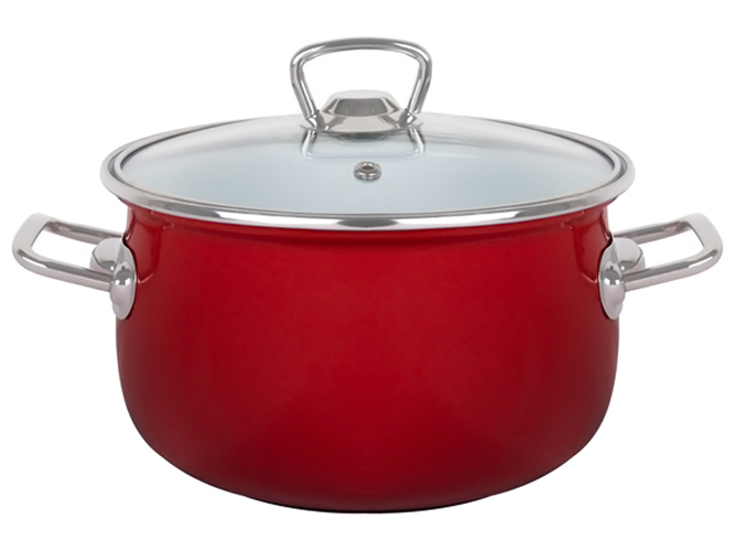 Каструля Idea Home, cкляна кришка, 24см, 6,5л, Red, 8690068328882