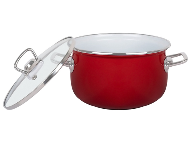Каструля Idea Home, cкляна кришка, 24см, 6,5л, Red, 8690068328882