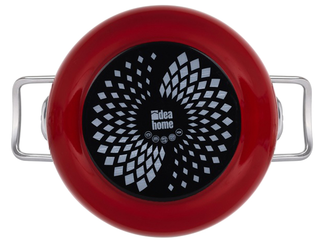 Каструля Idea Home, cкляна кришка, 24см, 6,5л, Red, 8690068328882