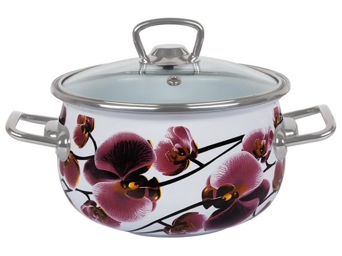 Каструля Idea Home, cкляна кришка, 16см, 2,1л, Orchid, 8690068328967