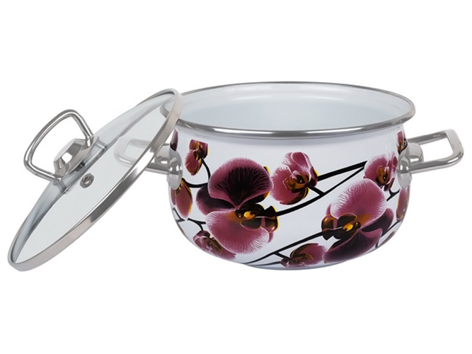 Каструля Idea Home, cкляна кришка, 16см, 2,1л, Orchid, 8690068328967