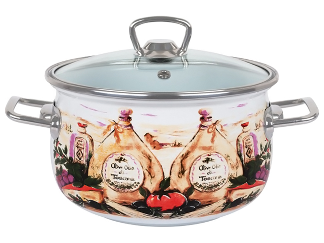 Каструля Idea Home, cкляна кришка, 20см, 3,7л, Olive Olio, 8690068329162