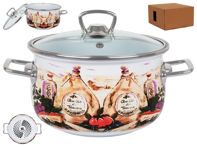 Каструля Idea Home, cкляна кришка, 24см, 6,5л, Olive Olio, 8690068329186