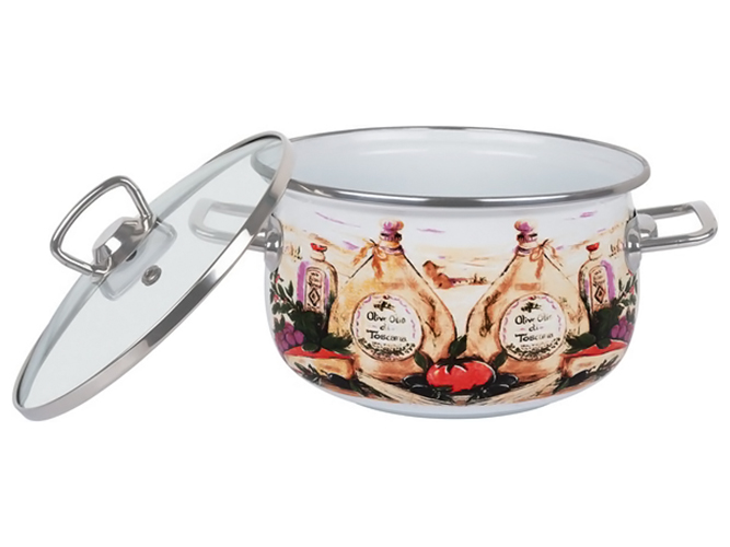 Каструля Idea Home, cкляна кришка, 24см, 6,5л, Olive Olio, 8690068329186