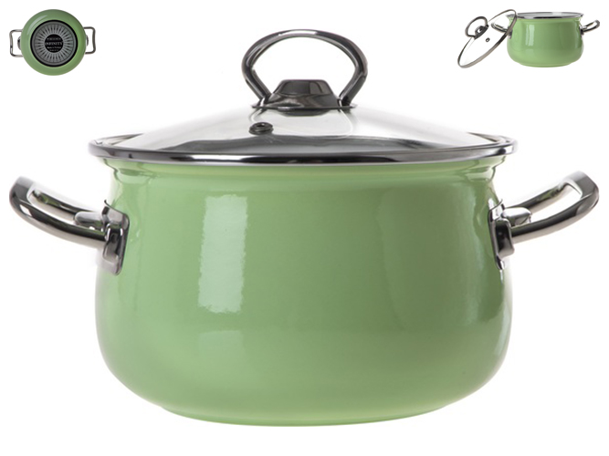 Кастрюля Infinity Pastel Green, с крышкой, 18см, 2,9л, 8690068737257