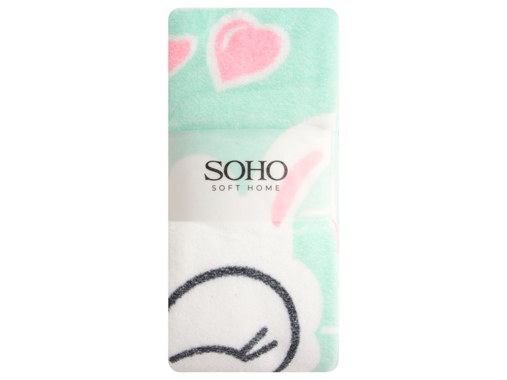 Рушник Soho ILY, 70×140 см, мікрофібра 260 г/м², колір м'ятний з рожевим