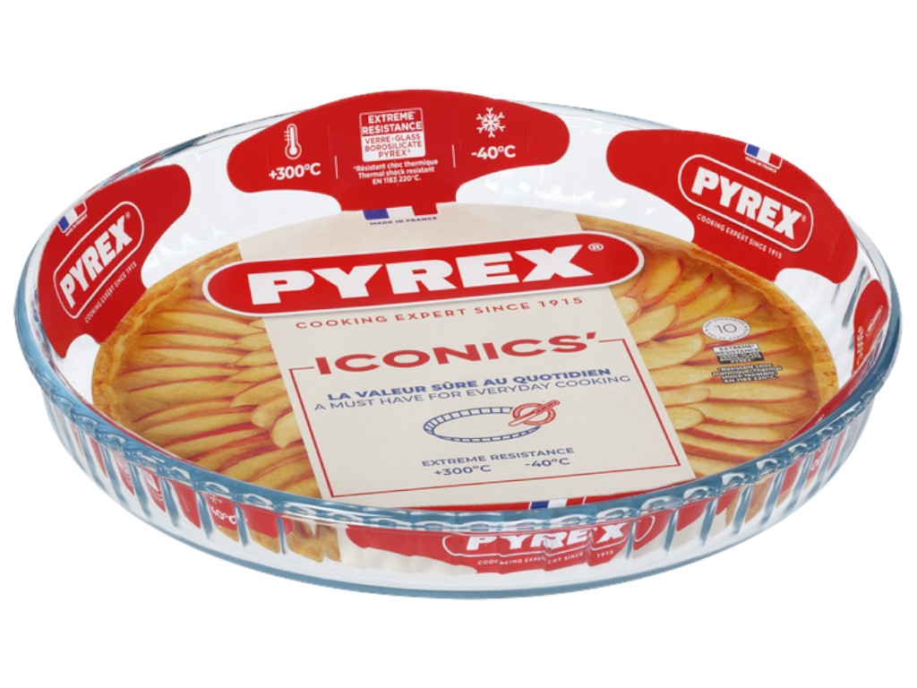 Форма для выпечки Pyrex, рифленый край, 25 см, боросиликатное стекло