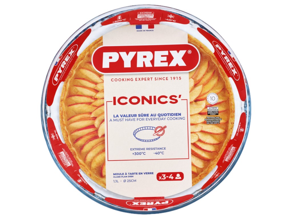 Форма для выпечки Pyrex, рифленый край, 25 см, боросиликатное стекло