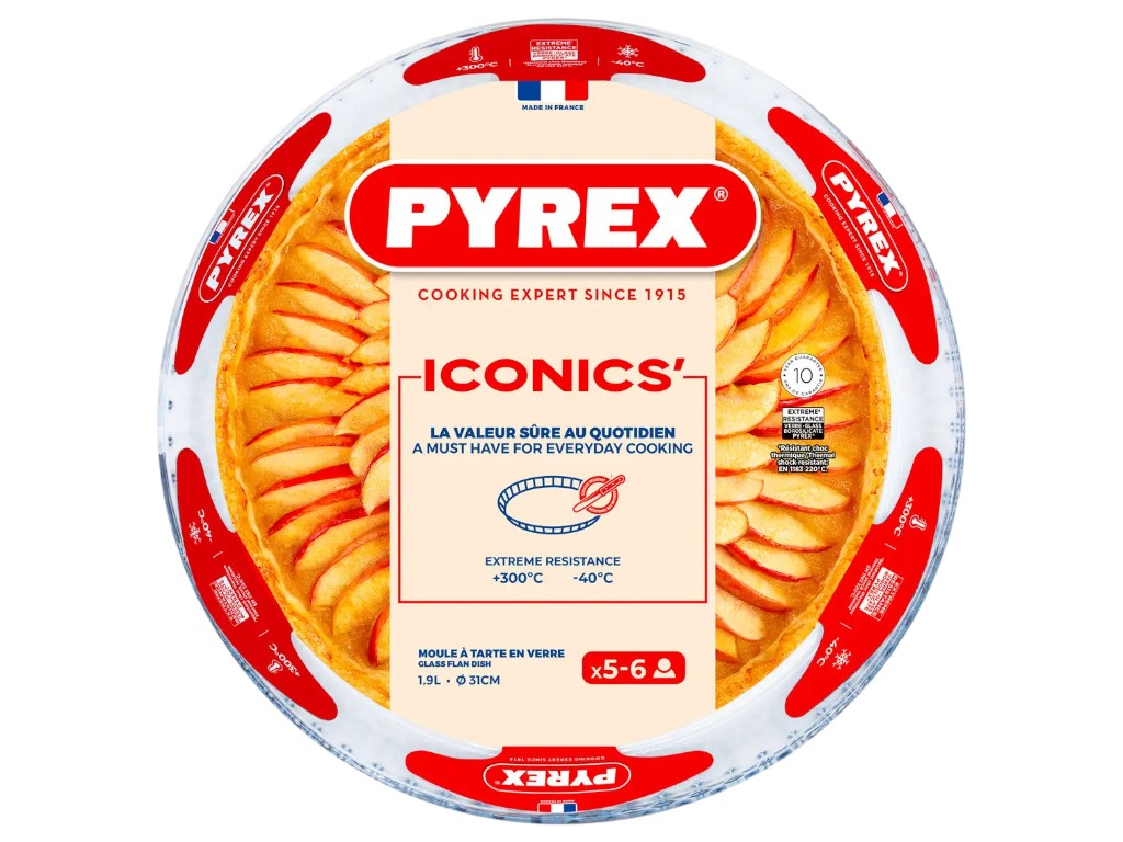 Форма для выпечки Pyrex, рифленый край, 31 см, боросиликатное стекло