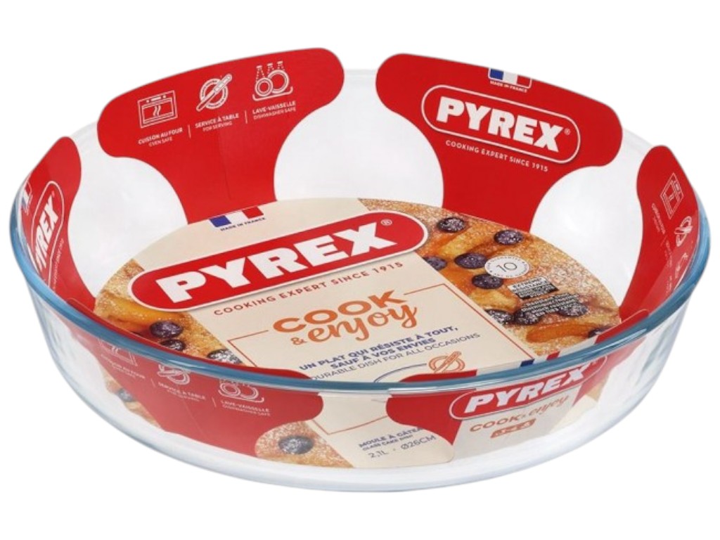 Форма для запекания Pyrex, круглая, боросиликатное стекло, 2,1л, 26см, цвет прозрачный