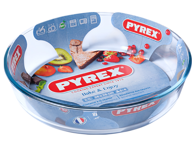 Форма для запікання жароміцна Pyrex Classic B&E sticker D26см 2,1л кругла 828B000