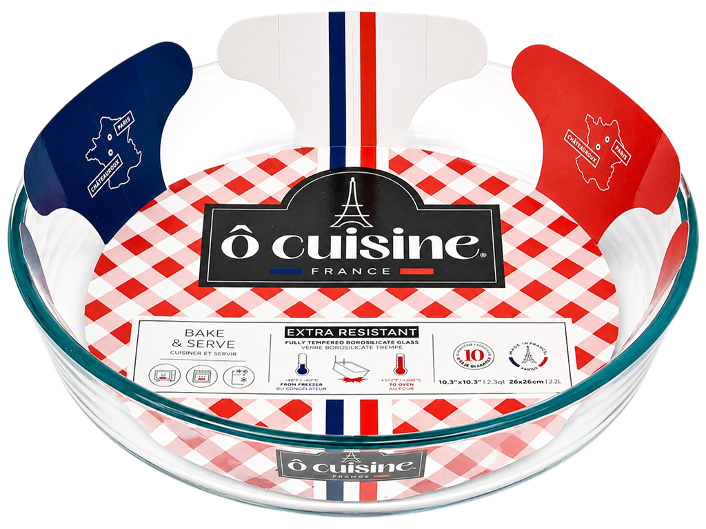 Форма для запекания O Cuisine, боросиликатное стекло, круглая, 26см, 2,1л