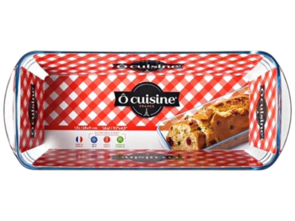 Форма для кекса O Cuisine, термостекло, 1,5л, 28х11х8см, цвет прозрачный